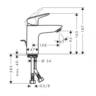 Смеситель для раковины Hansgrohe  Logis 100, однорычажный, CoolStart, со сливным гарнитуром